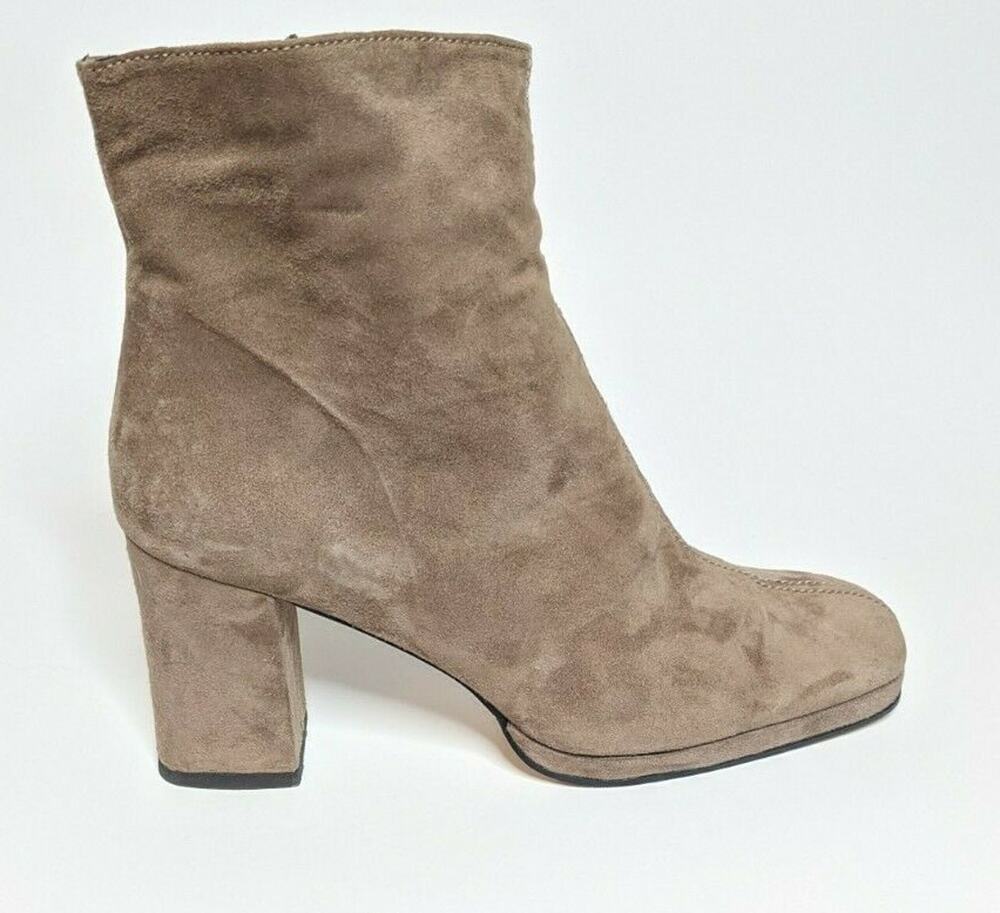 Sacha Short Brown Suede Leather Side Zip Ankle Boots Booties SZ 7B EUC